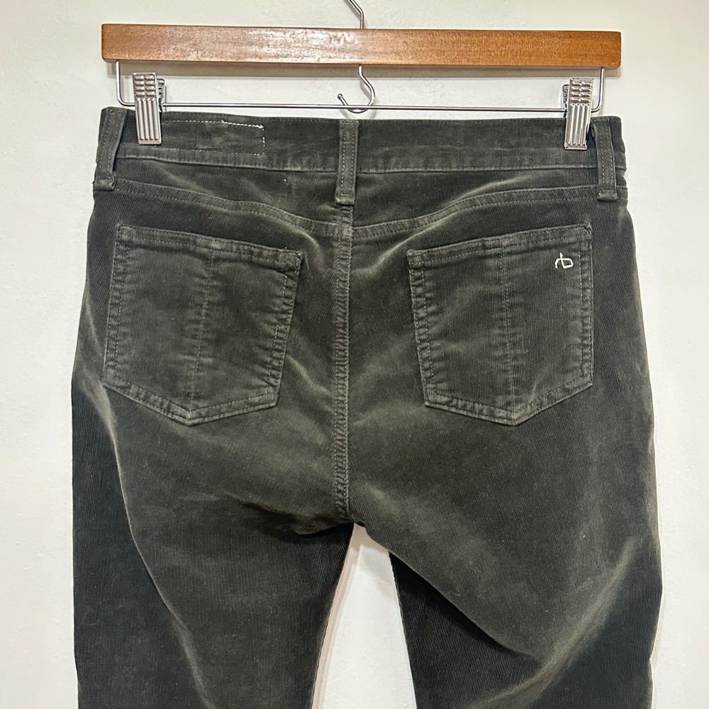 Rag & Bone Corduroy Skinny Pants Womens 27x29 Dark Olive Low Rise Hipster Indie - Picture 7 of 10